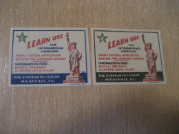 MEADVILLE PA Esperanto Liberty Statue Architecture Imperforated 2 Poster Stamp Vignette USA Label - Prove, Ristampe & Saggi