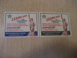 MEADVILLE PA Esperanto Liberty Statue Learn Language Architecture Imperforated 2 Poster Stamp Vignette USA Label - Esperanto