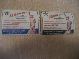 MEADVILLE PA Esperanto Liberty Statue Learn Language Architecture Perforated 2 Poster Stamp Vignette USA Label - Esperánto