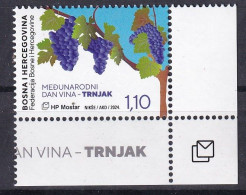 BOSNIA AND HERZEGOVINA  2024,POST MOSTAR,INTERNATIONAL DAY OF WINE,VINE,,FLORA,TRNJAK,,MNH - Bosnia Erzegovina