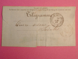 DL 1 FRANCE   LETTRE TELEGRAMME 1892  SAINTES     + +AFF.  INTERESSANT+ + - Telegrafi E Telefoni