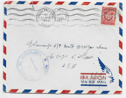 FM ROUGE LETTRE MECANIQUE AVION CASABLANCA 5 JUIL 1954 POUR USA + HOPITAL MILITAIRE DE CASABLANCA - Military Postage Stamps