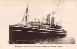 TRANSPORTS - Bateaux - Canadian Pacific S.S "Melita" & "Minnedosa" 14 000 Tonnes - Carte Postale Ancienne - Andere & Zonder Classificatie