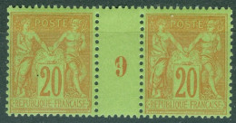 France  Yvert  96 En Paire Millésimé  1899   * *   TB    - Millésimes