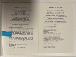 Devotie DP - Overlijden - Zuster Juliana Kapka - Budapest 1915 - Sint-Amandsberg 1993 - Décès