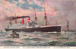 TRANSPORTS - United States Lines - S.S George Washington - Colorisé - Carte Postale Ancienne - Andere & Zonder Classificatie