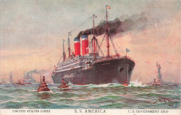 TRANSPORTS - United States Lines - S.S America - Colorisé - Carte Postale Ancienne - Autres & Non Classés