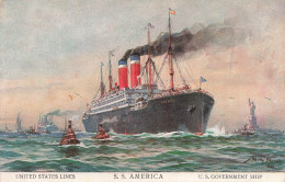 TRANSPORTS - United States Lines - S.S America - Colorisé - Carte Postale Ancienne - Andere & Zonder Classificatie