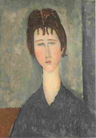Art - Peinture - Amedeo Modigliani - Jeune-fille Brune - CPM - Voir Scans Recto-Verso - Pintura & Cuadros
