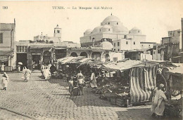 Tunisie - Tunis - La Mosquée Sidi-Mahrez - Animée - Marché - CPA - Voir Scans Recto-Verso - Tunesië
