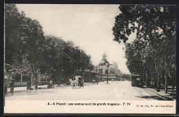 AK Hanoi, Une Avenue Avec Les Grands Magasins, Strassenbahn  - Viêt-Nam