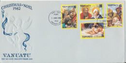 Vanuatu FDC 1-11-1982 Set Of 4 Christmas Stamps With Special Cachet - Vanuatu (1980-...)