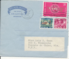 Kenya Aerogramme Airletter Sent To USA Nairobi 30-7-1965 Topic Stamps - Kenia (1963-...)
