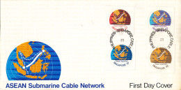 Singapore FDC 3-10-1978 ASEAN Submarine Cable Network Complete Set Of 4 With Cachet - Singapore (1959-...)