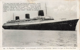 TRANSPORTS - Le Paqubeot "Normandie" De La Compagnie Générale Transatlantique - Carte Postale Ancienne - Autres & Non Classés