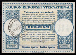 ARGENTINE ARGENTINA 1950,  Lo15  40 CENTAVOS International Reply Coupon Reponse Antwortschein Vale Respuesta  IRC IAS O - Interi Postali
