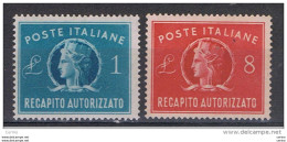 REPUBBLICA:  1947  RECAPITO  AUTORIZZATO  -  S. CPL. 2  VAL. N. -  SASS. 8/9 - Express-post/pneumatisch