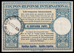 ARGENTINE ARGENTINA 1952,  Lo15  65 CENTAVOS International Reply Coupon Reponse Antwortschein Vale Respuesta  IRC IAS O - Postal Stationery