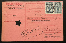 OBP 164 Perron De Liege 25c Sur Carte Récépissé Obl. MANAGE - 1915-1920 Albert I