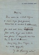 RARE LETTRE MANUSCRITE1911 / JOSEPH HENRY ROSNY / AUTEUR DE LA GUERRE DU FEU / ADRESSEE AU DIRECTEUR DE LA VIE ALLEMANDE - Writers