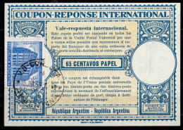ARGENTINE ARGENTINA 1953,  Lo15A  65 CENTAVOS + Stamp 35 C  International Reply Coupon Reponse Antwortschein IRC IAS O - Postwaardestukken