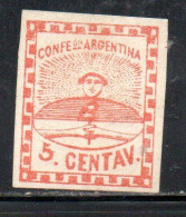 ARGENTINA 1858 CONFEDERATION CONFERACION 5c MH - Neufs