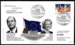 INOGURATION PAR MONSIEUR JACQUES CHIRAC - 1999 - 2 ENVELOPPES - ARGENT / OR - Brieven En Documenten