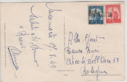 Marmorta Per Bologna, Bollo Lineare Nero Di Stazione Di Colletteria Su Cartolina Postale Per Bologna 17/08/49 - 1946-60: Poststempel