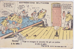 MILITARIA - HUMORISTIQUE - EXPRESSION MILITAIRES - COUCHER A LA BOITE - Humor