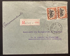 Lettre Recommandé 17 IV 1921 Affr. OBP 142 (x2) - EC Mons 1 Bergen - 1915-1920 Alberto I