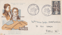 Enveloppe  FDC  1er  Jour   FRANCE   Le  Systéme  Métrique   1954 - 1950-1959