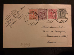 CP EP 1F20 + TP 1F + 20 + 10 OBL.2 11 53 JAMBES Pour La FRANCE - Cartes Postales 1951-..