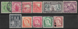 1909-1958 NEW ZEALAND Set Of 11 Used Stamps (Scott # 130,131,186,206,232,250,283,289,295,308,319) CV $4.80 - Gebruikt