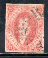 ARGENTINA 1864 1867 BERNARDINO RIVADAVIA 5c USED USATO OBLITERE' - Gebruikt