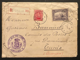 Lettre Recommandé Affr. OBP 138 + 145 - Poperinghe > TUNIS (RR) - Cachet Superbe "Prévoté Belge Près De L'Armée Anglaise - 1915-1920 Albert I