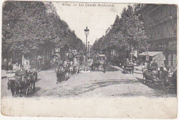 75 - PARIS - Les Grands Boulevards / Chevaux, Calèches, Chariots / Années 1900-1910 - Transport Urbain En Surface