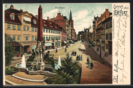 Lithographie Erfurt, Der Anger Mit Brunnen  - Erfurt