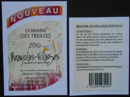 Etiquette Vin  Beaujolais Nouveau  Domaine Des Treilles  Beaujolais-Villages  2016 - Other & Unclassified