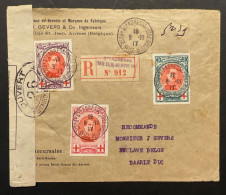 Lettre Recommandé Affr. OBP 132/134 - Le Havre St Adresse > Baarle Duc + Censure - 1914-1915 Rotes Kreuz