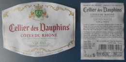 Etiquette Vin  Cellier Des Dauphins Côtes Du Rhone Vin Bio Rouge - Otros & Sin Clasificación