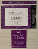 Etiquette Vin Beaujolais Saint Roch 2018 Bouteille Offerte Par Les Commerçants Du Marché De Maisons-Alfort Charentonneau - Other & Unclassified