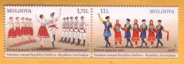 2015 Moldova Moldavie Moldau  Joint Issue Of Moldova To Azerbaijan Art, Music, Dance, National Costumes 2v Mint - Emissioni Congiunte