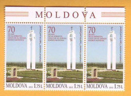 2015 Moldova Moldavie Moldau 70 Years Of The Second World War  Monument  3v Mint - Moldawien (Moldau)