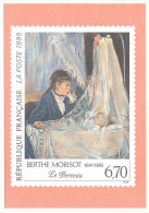 Carton 10,5 X 15 Timbre Poste France "Berthe Morisot 1841-1895 - Le Berceau" 6,70F   N° 2972 (Y&T) - Timbres (représentations)