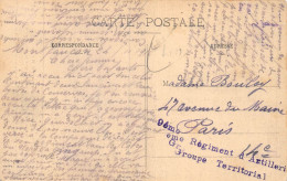 24-4009 : CACHET FRANCHISE. 9° REGIMENT  D'ARTILLERIE GROUPE TERRITORIAL CARTE DE BESANCON. DOUBS - Guerre De 1914-18
