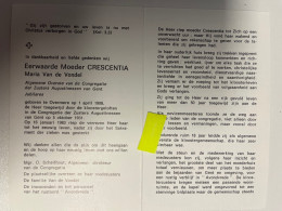 Devotie DP - Overlijden - Zuster Moeder Crescentia - Van De Vondel - Overmere 1908 - Gent 1983 - Avvisi Di Necrologio