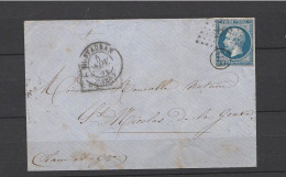 Lettre Avec Napoléon N°14, Cachet "OR" Sur Timbre,  Marque  "Après Le Départ" - 1853-1860 Napoléon III