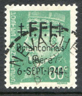 REF 086 > FRANCE LIBERATION BRIANCON < N° 3 < 80 Cts Pétain Ø < Oblitéré Nevache Hautes Alpes > Cote 35 € - Liberation