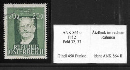 Österreich 1948: ANK 864 Plf II O Carl Michael Ziehrer, Gindl- Plattenfehler "heller Fleck Im Rahmen" (450 Punkte) - Musique