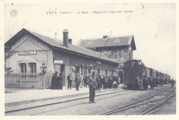 HANNUT  LA GARE  DEPART DU TRAIN VERS LANDEN - Hannut